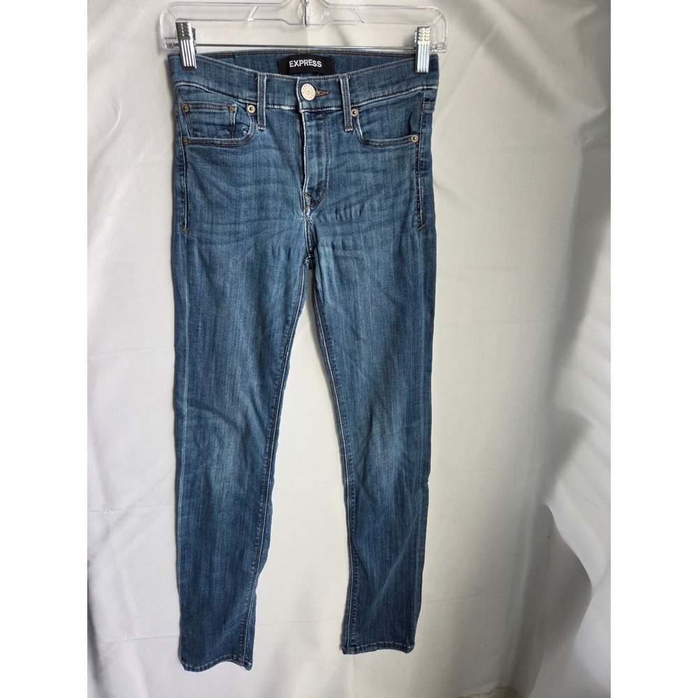 Express Skinny Jeans Womens Blue Medium Wash Skinny Mid Rise Skinny